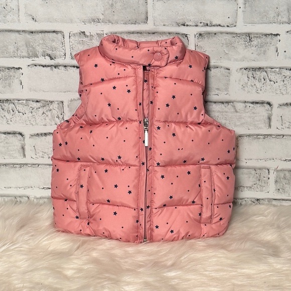 GAP Pink and Black Quilted Puffer Vest - Picture 1 of 9